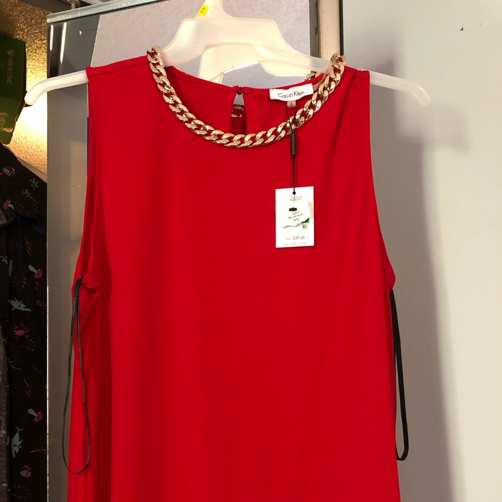 Calvin Klein Ruby Red sleeveless top NEW